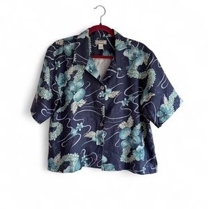 Tommy Bahama Women's 100% Silk Hawaiian Button Down Shirt Size M